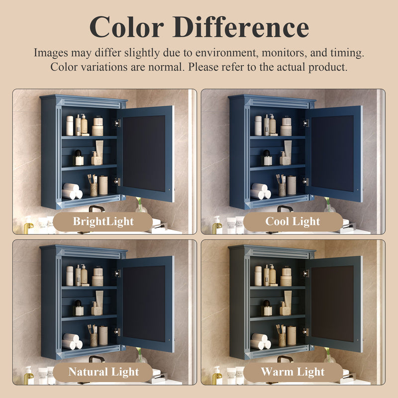 Wall Mounted Bathroom Storage Cabinet With Mirror, Medicine Cabinet With Height Adjustable Shelf