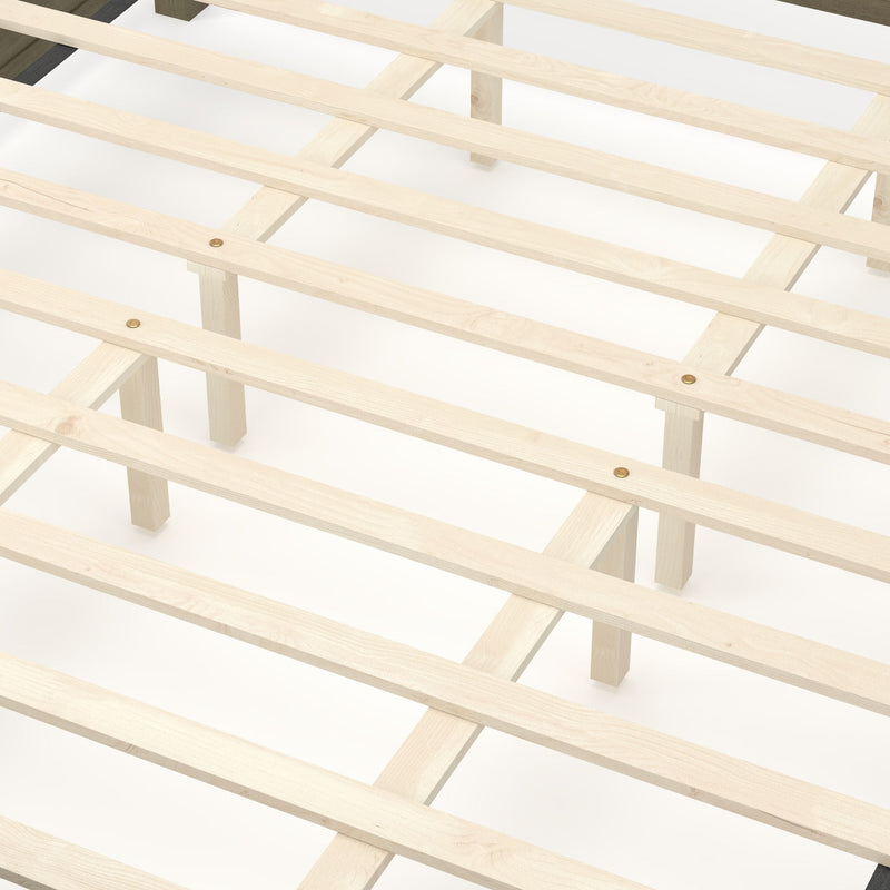 Farmhouse Platform Bed Frame & Tall Upholstered Headboard
