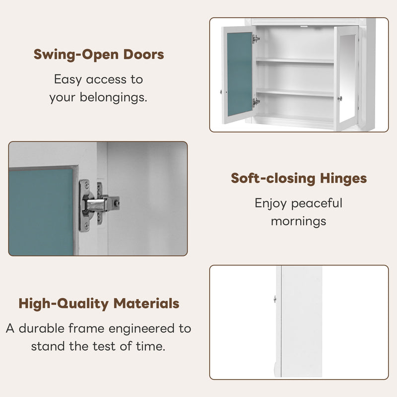 Wall-Mounted Medicine Cabinet With 2 Mirrors, Adjustable Shelves