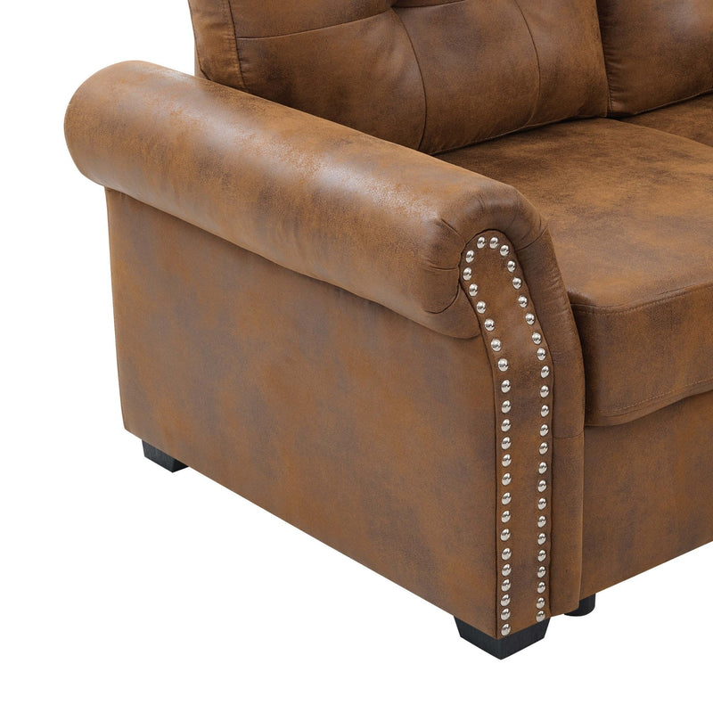 Arm Sectional And Pull Out Bed - Brown