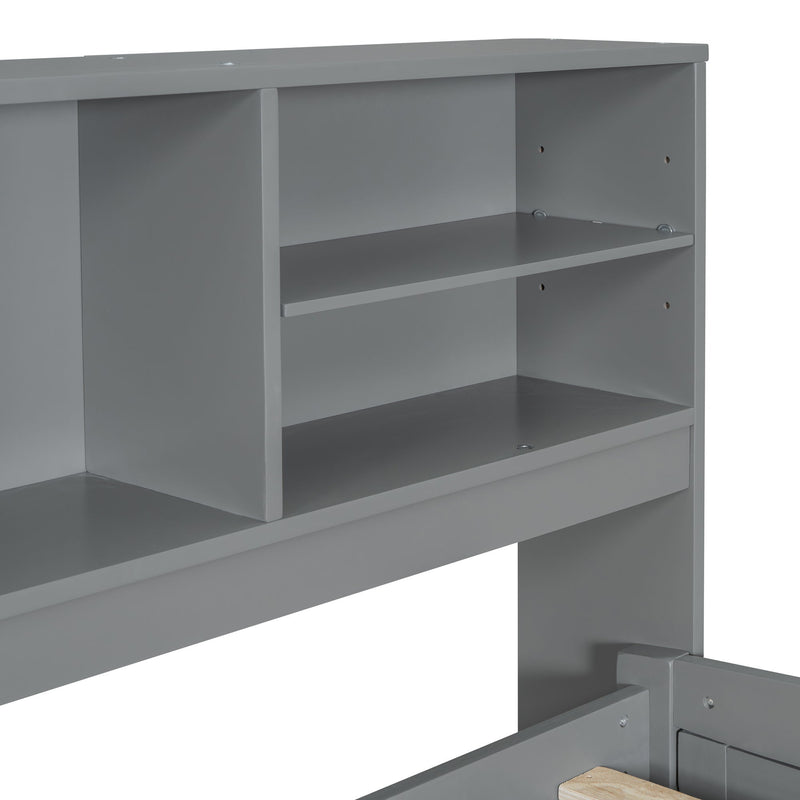 Daybed With 2 Bedside Cabinets, Upper Shelves And 4 Drawers