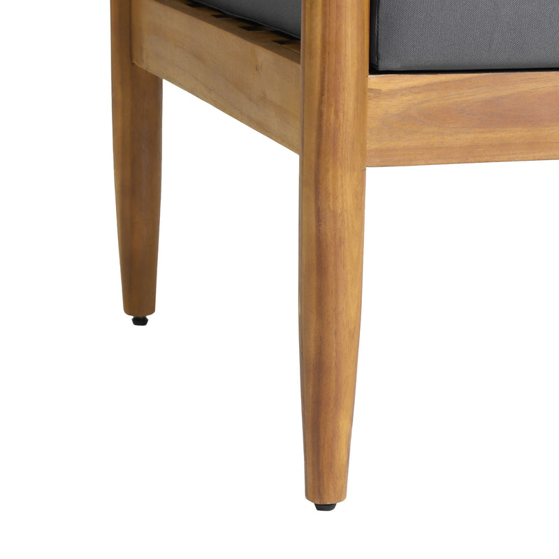 Outdoor Club Chair, Patio Chair With Teak Acacia Wood Frame - Dark Gray