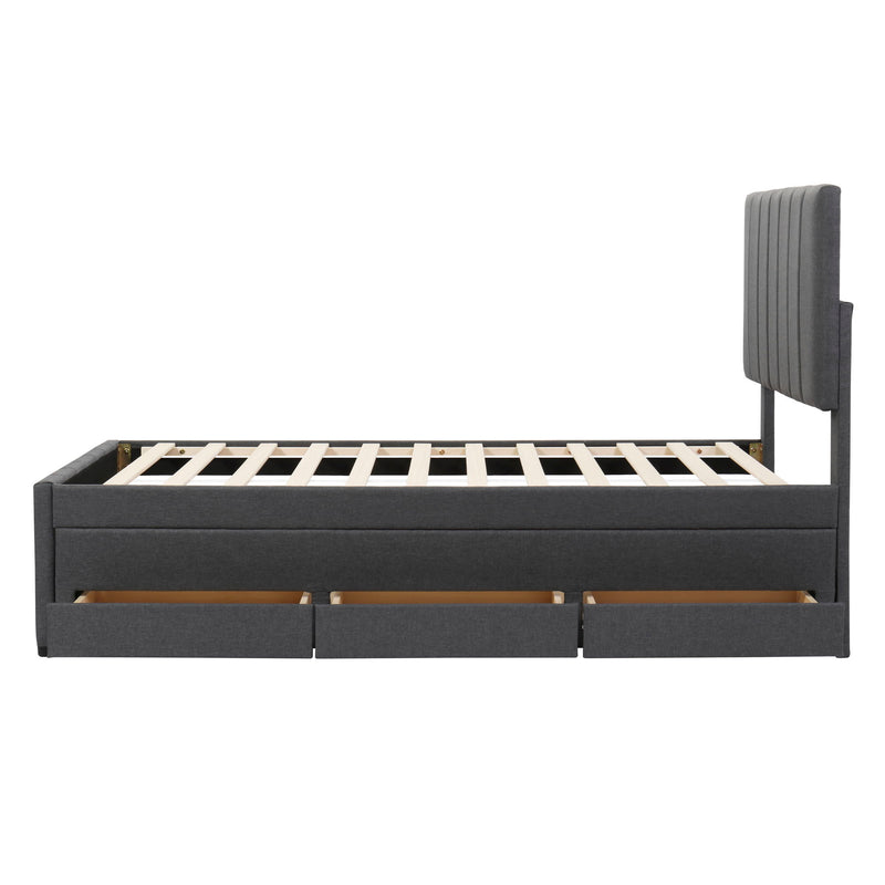 Upholstered Design Platform Bed With Trundle
