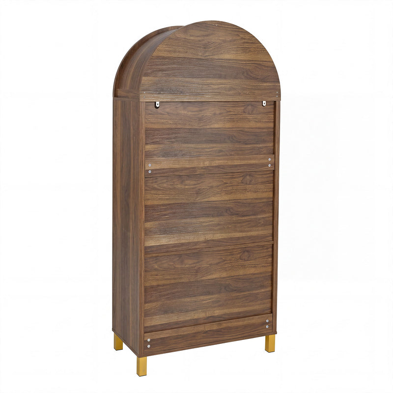 Tall Arched Cabinet With Rattan Doors & Adjustable Shelves