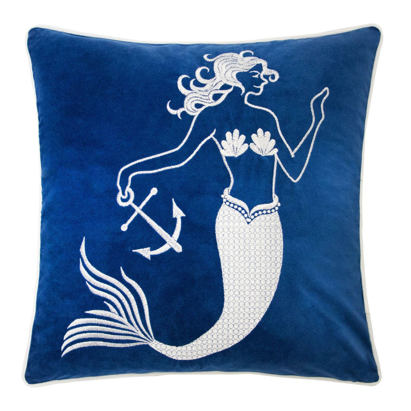 Liz Mermaid Pillow Cover With Matching Back And Hidden Zipper - Indigo