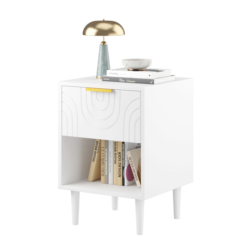 Nightstand With 1 Drawer And Open Shelf - White