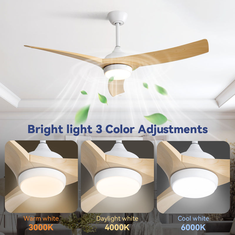 52" Ceiling Fan With 18W LED Light And Remote Control