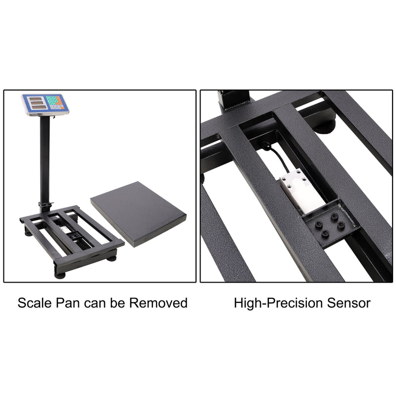 Digital Weight Computing Floor Platform Scale With Price Calculator - Black