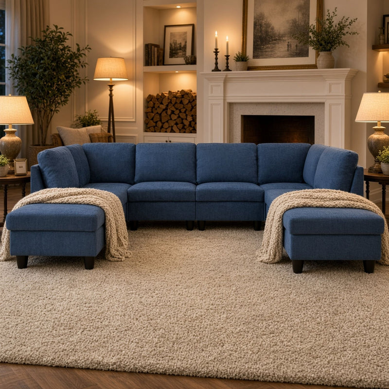8 Piece Modular U - Shape Sectional Sofa