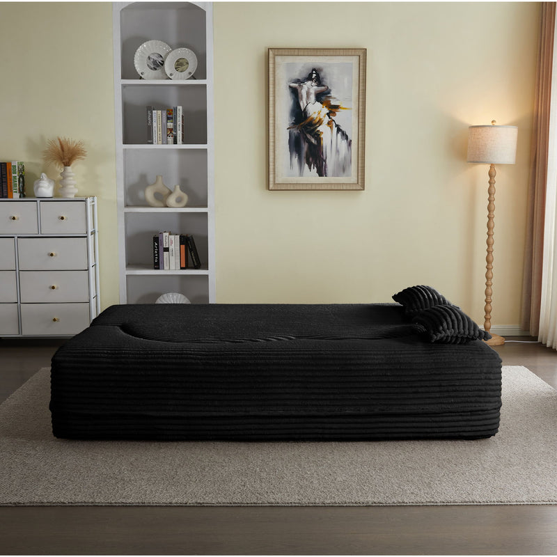 Floor Convertible Sleeper Sofa Bed With 2 Pillows
