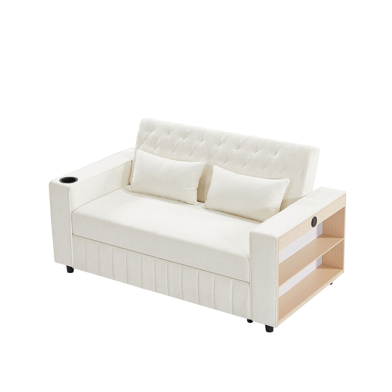 Pull-Out Sofa Bed Convertible Couch With Adjustable Backrest For Living Room