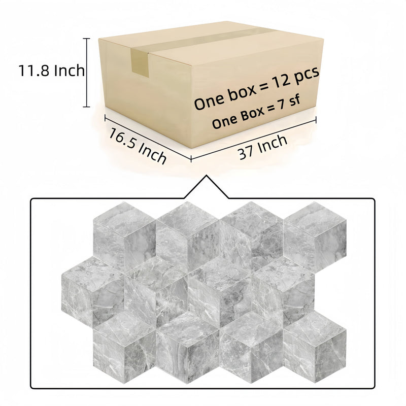 Hexagon Natural Marble Polished Tile For Wall And Floor (Set of 12)