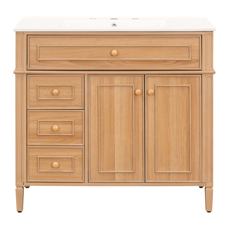 Bathroom Vanity With Sink, 3 Drawers & 2 Doors