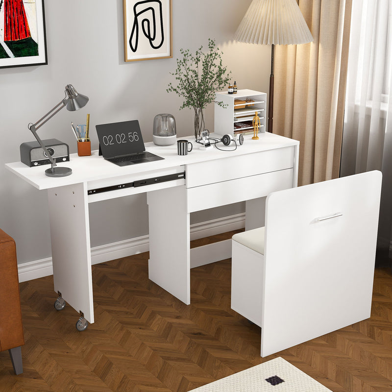 Folding Desk With Mirror And Storage Stol For Bedroom