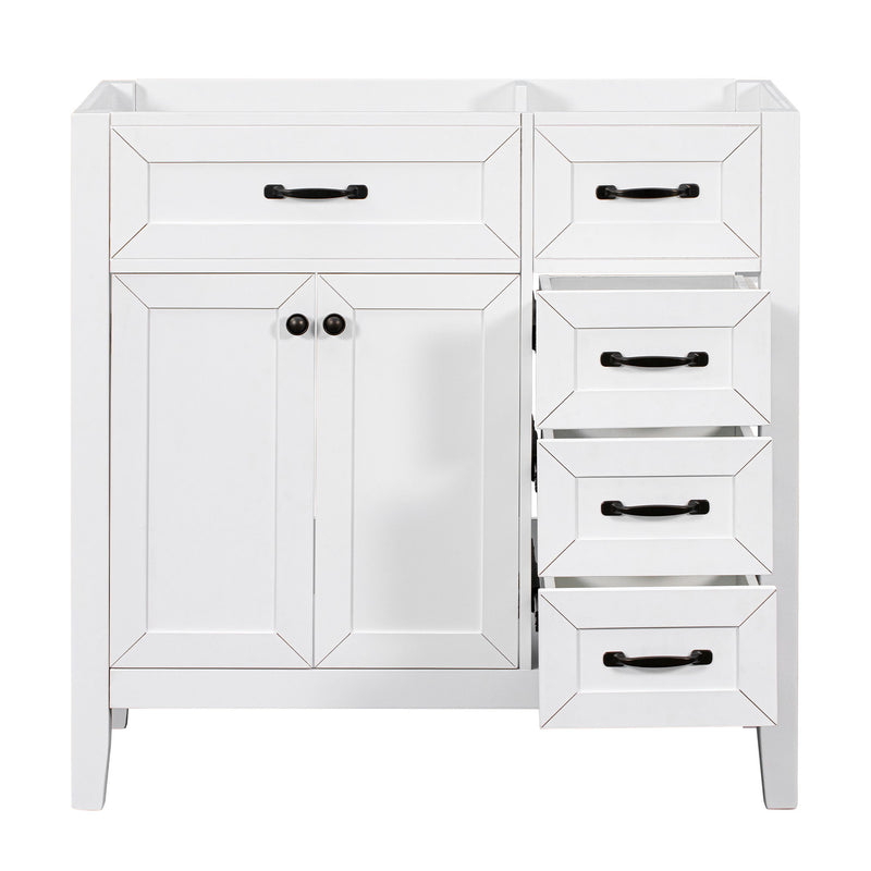 Modern Bathroom Vanity Base Only, 2 Doors And 3 Drawers