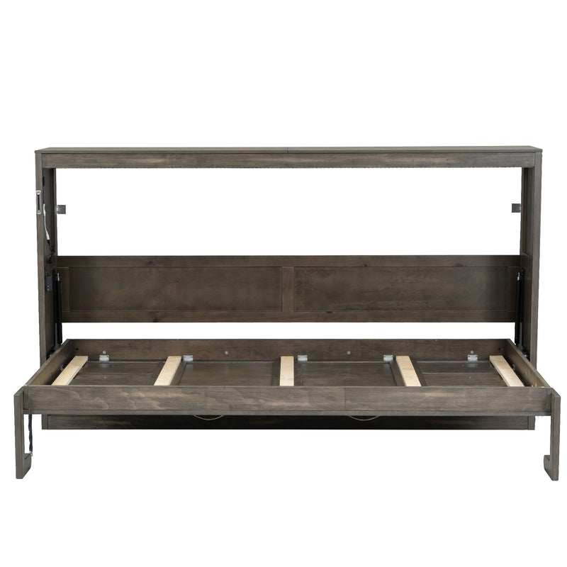 Murphy Bed With LED Light, Foldable Wall Bed Cabinet