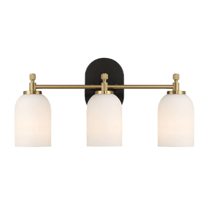 Meadows - 3 Lights Vanity Brush Bathroom Wall Light For Bathroom Over Mirror - Black / Gold / White