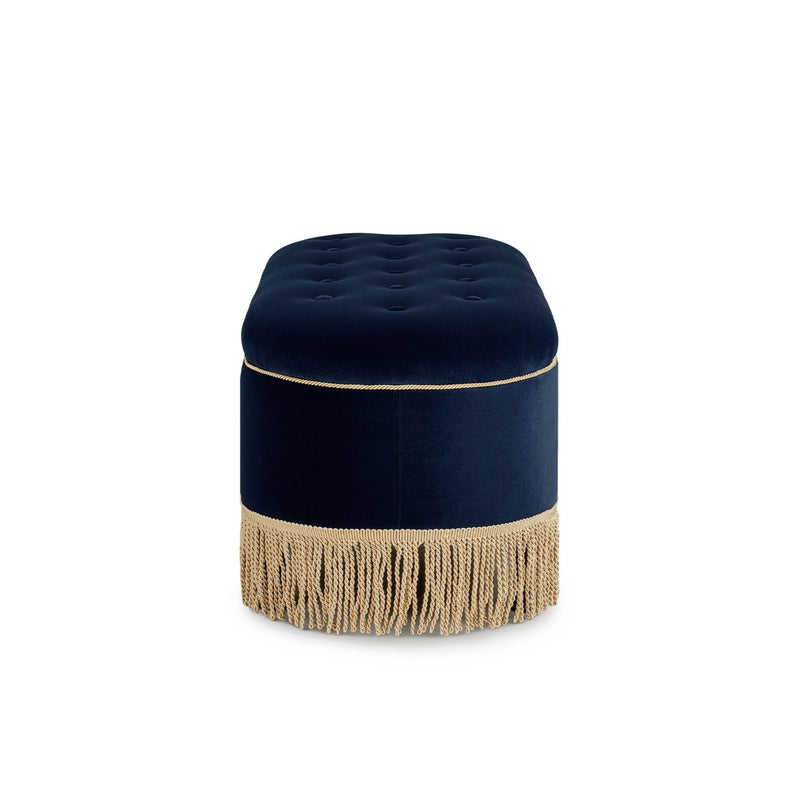 Melinda - Oval Tufted Bullion Fringe Storage Bench