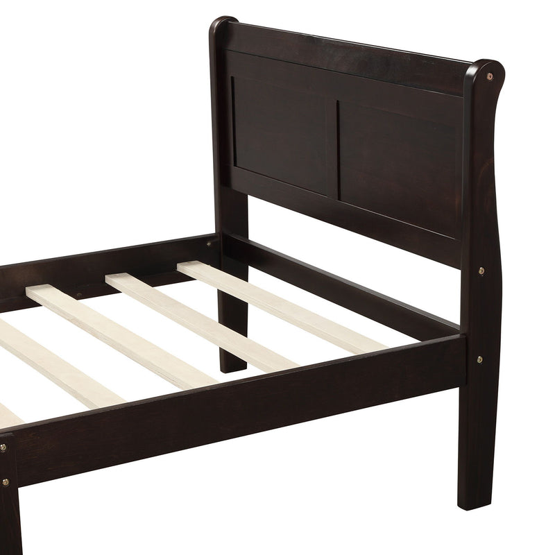 Platform Bed Frame Mattress Foundation Sleigh Bed With Headboard / Footboard / Wood Slat Suppor