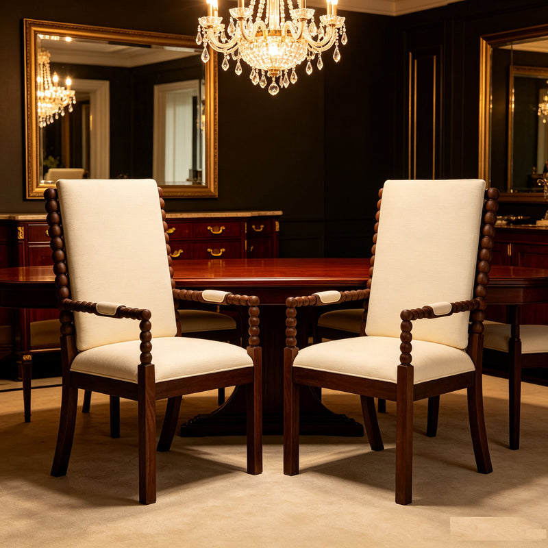 Dining Chairs With Upholstered Fabric For Home Kitchen (Set of 2) - Walnut