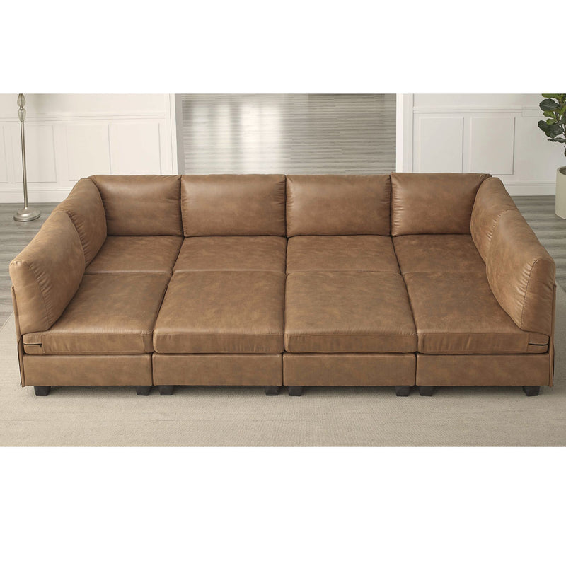 Modular Sectional, Customizable Layout, Removable Cushions - Brown