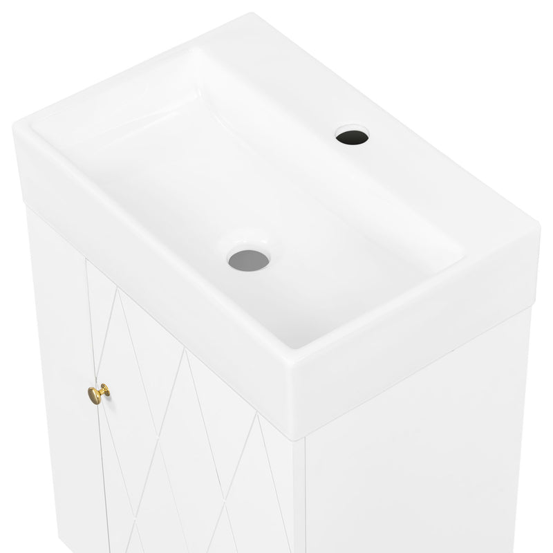 Modern Bathroom Vanity With Sink, Diamond Pattern Doors