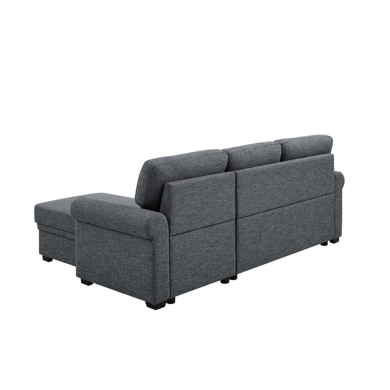 Upholstered Sleeper Sofa With Reversible Storage Chaise - Dark Gray