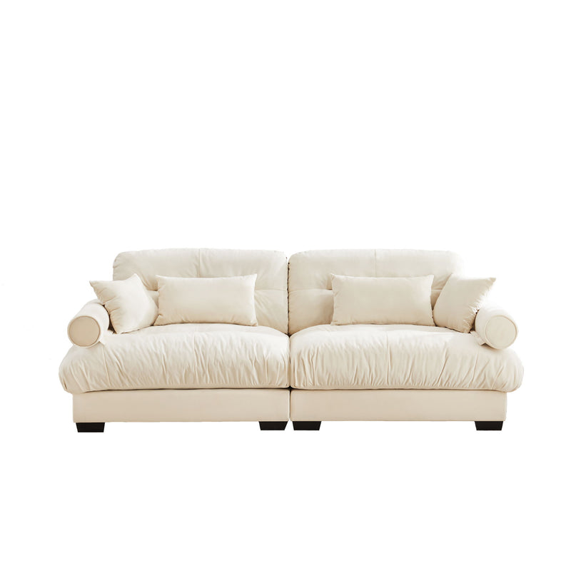 Modern Oversize Sofa With Cloud Like Comfort, Featuring Waist And Throw Pillows