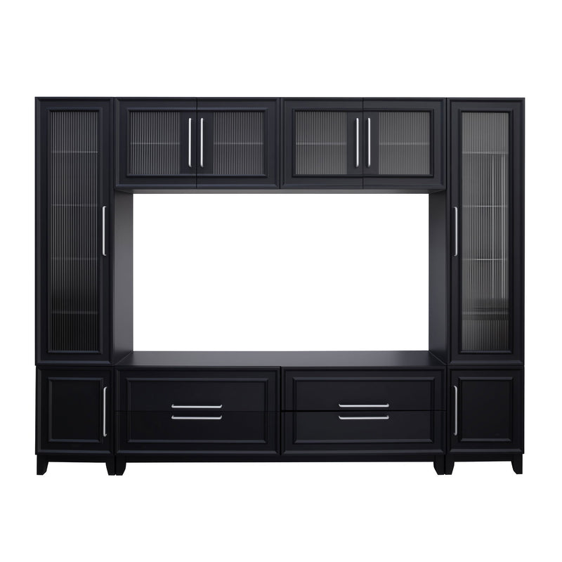 Wall Unit Modern Entertainment Center With Glass Doors