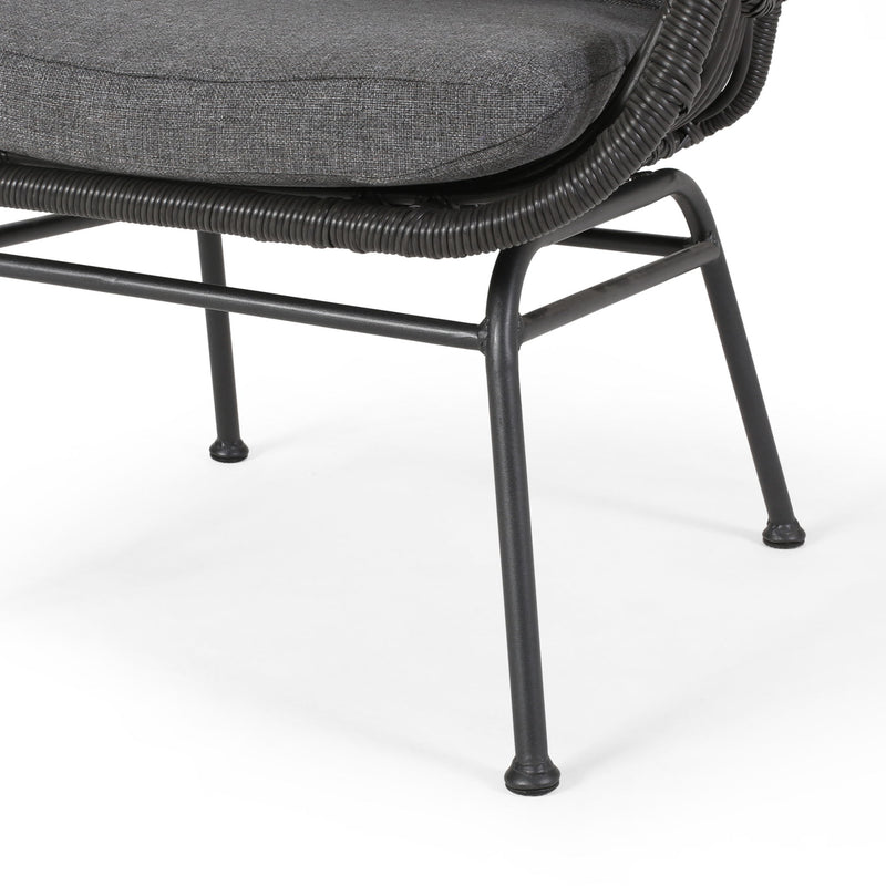 Modern Aesthetic Outdoor Rattan Accent Chair With Metal Legs