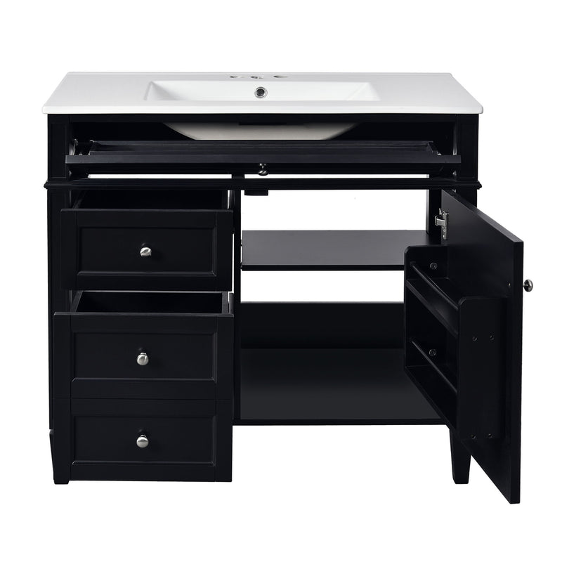 Bathroom Vanity With Top Sink, 2 Drawers And Tip Out Drawer