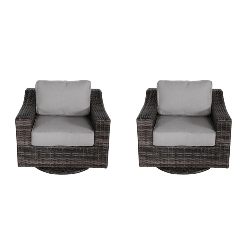 Outdoor Swivel Patio Chair With Cushions (Set of 2) - Brown