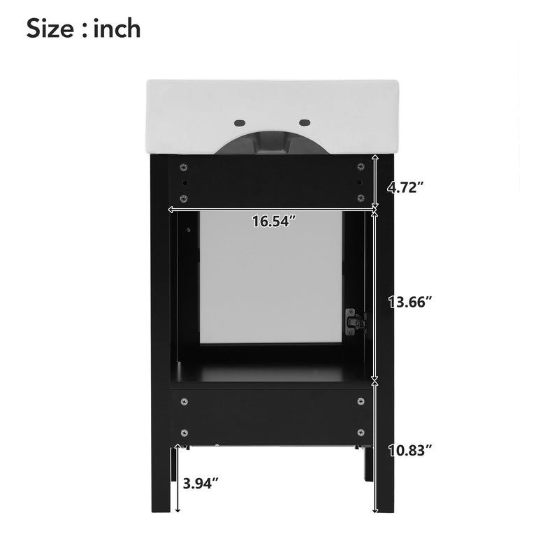 Bathroom Vanity With Ceramic Sink And Ample Storage, Ideal For Small Bathrooms