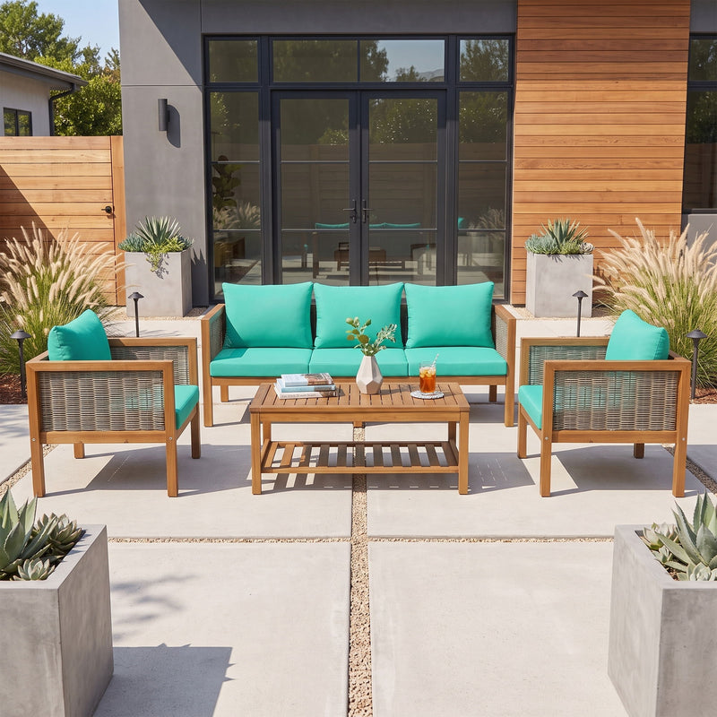 Patio Set Outdoor With Coffee Table And Cushions