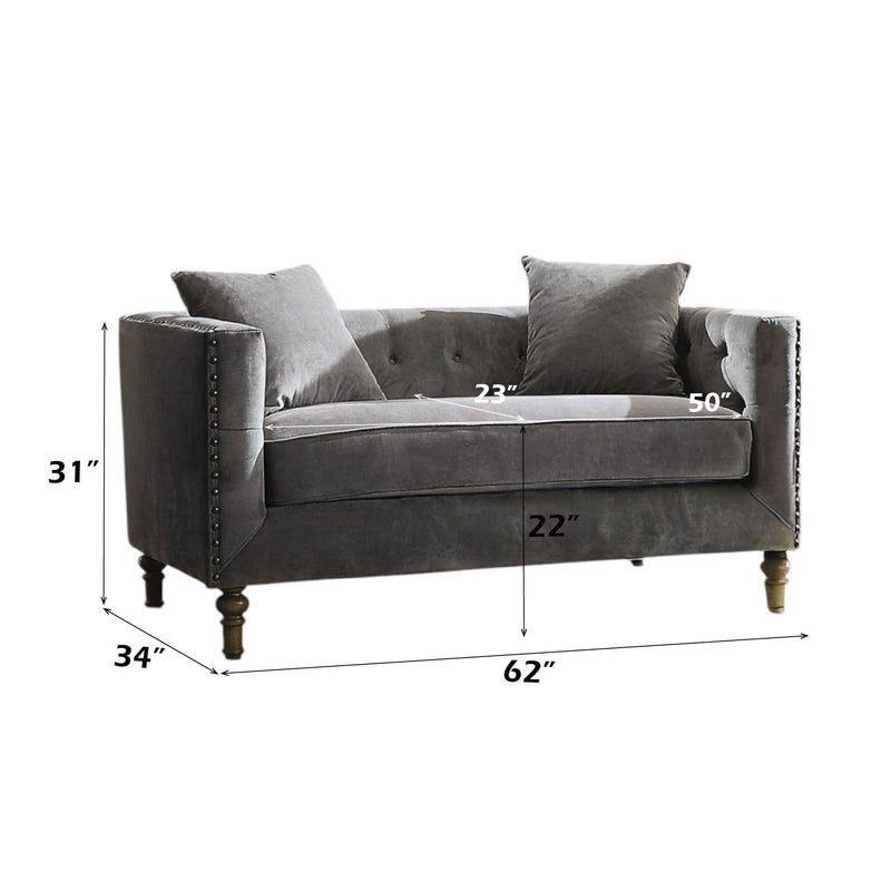 Sidonia - Loveseat With 2 Pillows - Gray