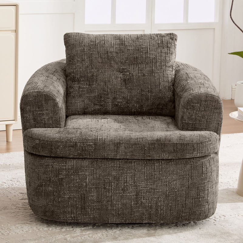 Modern Swivel Barrel Chair With Dual-Layer Cushion