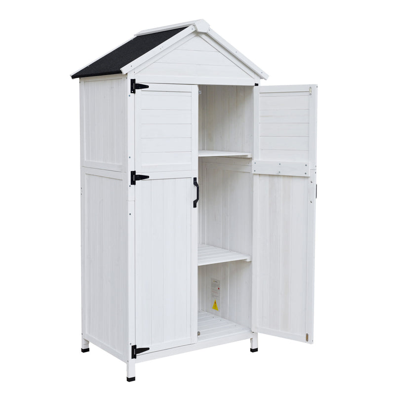 Storage Shed With Double Doors For Outdoor Garden Tool Organization - White