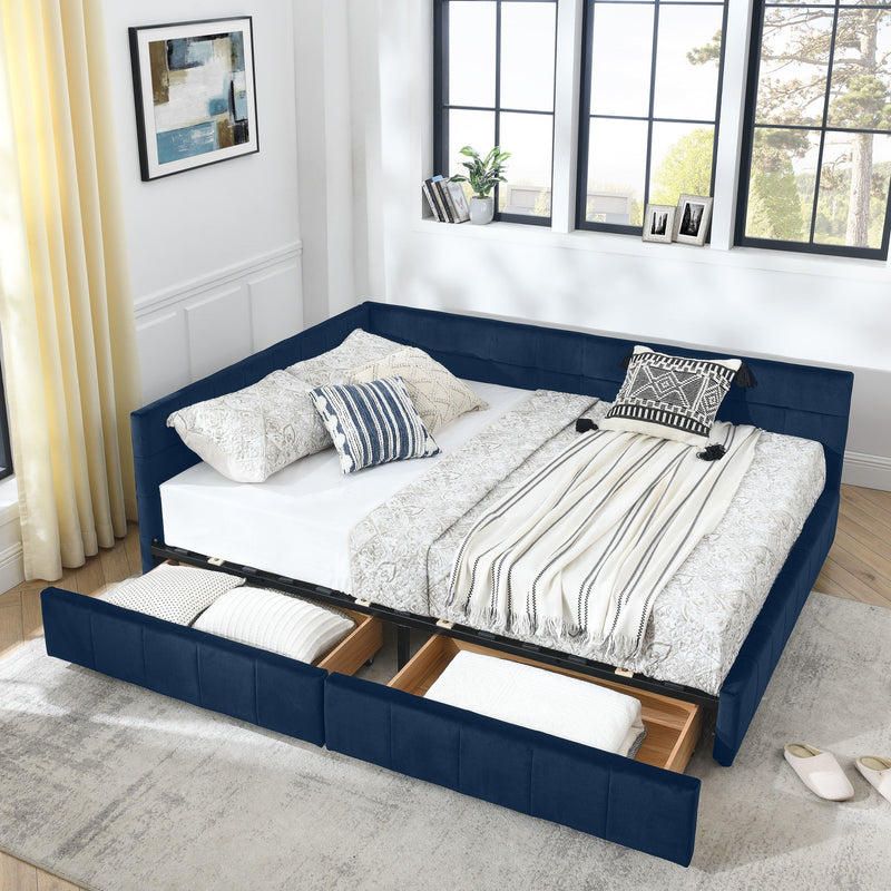 Upholstered Bed Frame With Tufted Backrest And Armrests