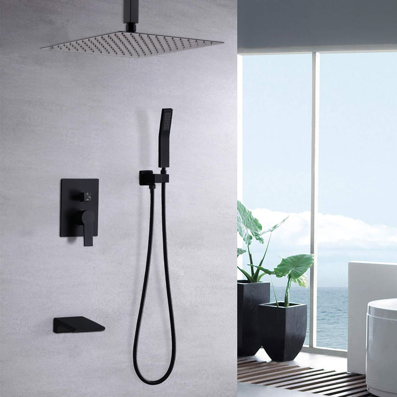 Wall Mount Shower System With High Pressure 10" Shower Head And Handheld