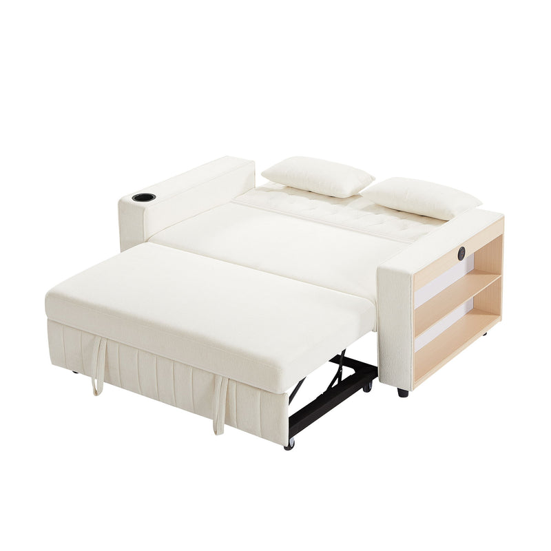 Pull-Out Sofa Bed Convertible Couch With Adjustable Backrest For Living Room