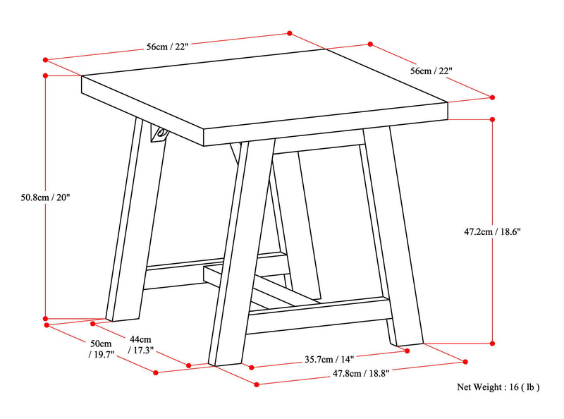 Sawhorse - End Table - Light Brown