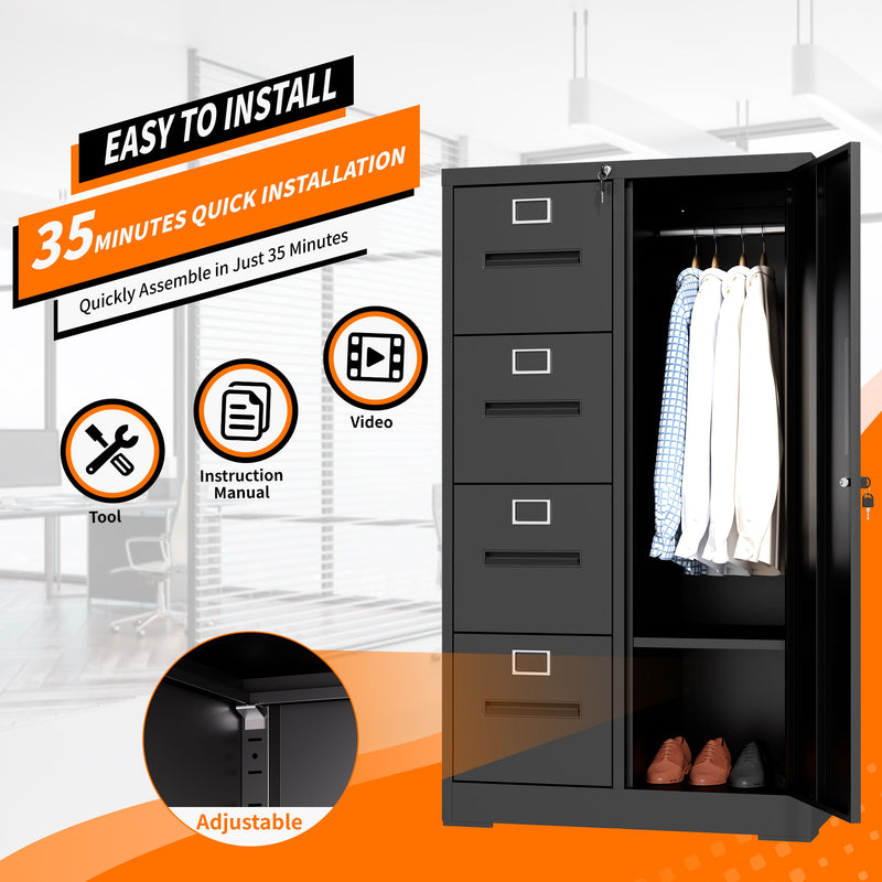 Storage Vertical Filing Cabinet With Lock