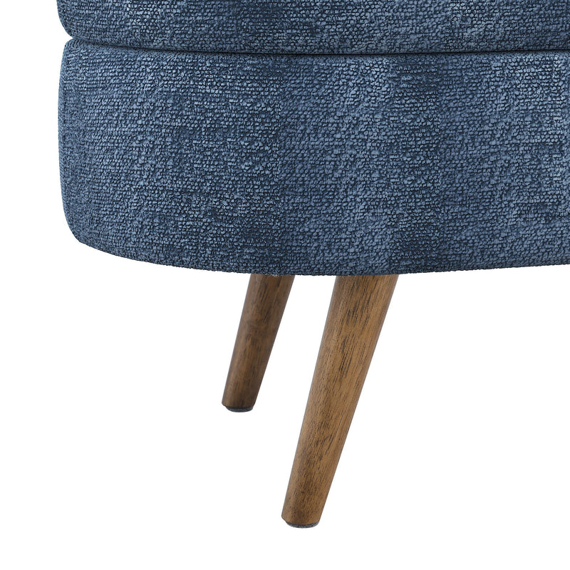 Modern Ottoman Oval Storage Bench With Rubber Wood Legs