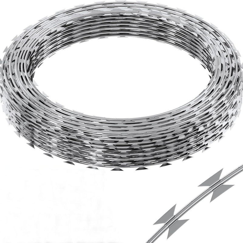 Galvanized Barbed Wire Fence Roll, Security Fencing With Sharp Razor Edges