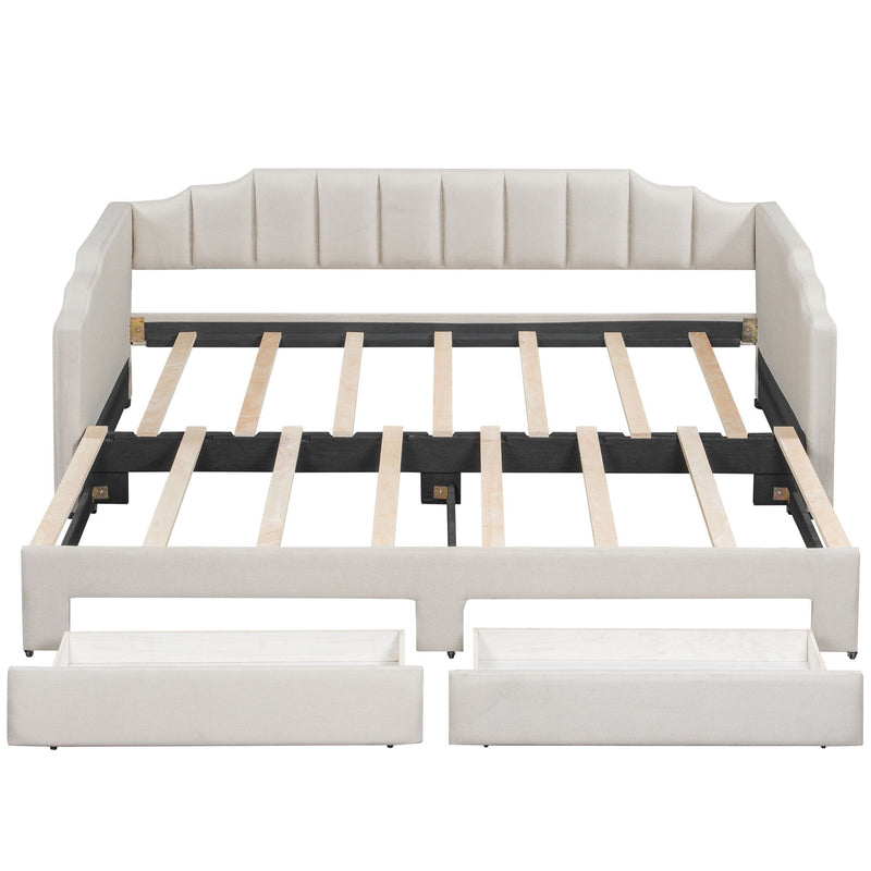 Extendable Daybed With LED Light And 2 Storage Drawers