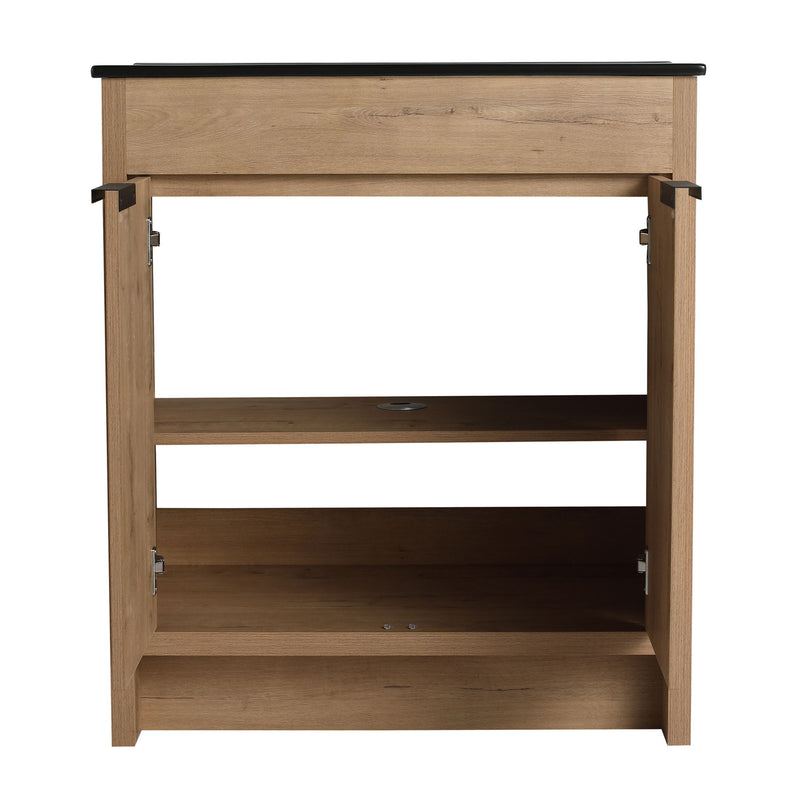 30" Freestanding Bathroom Cabinet With Basin & 2 Soft Close Doors - Imitative Oak