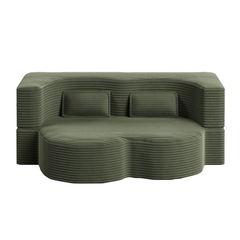 Convertible Foam-Filled Sleeper Sofa Bed With 2 Pillows