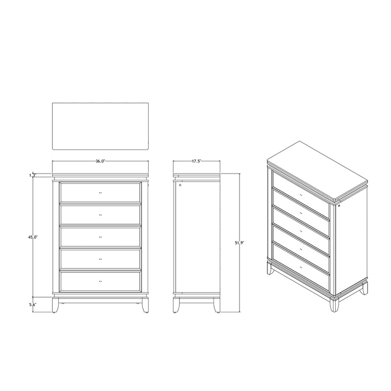 Adalid - 5 Pieces Bedroom Set With LED Lights And Glittered Detailing