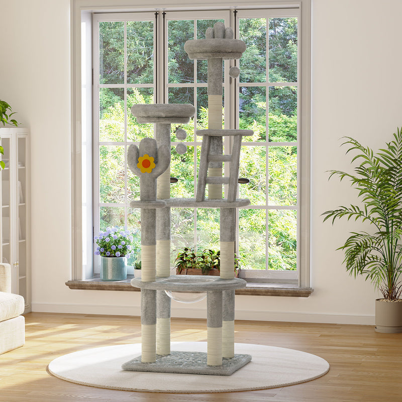 Cactus Cat Tree With Transparent Capsule