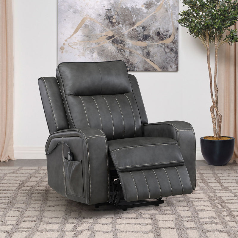 Mckinley - Upholstered Power Lift Recliner Chair With Remote Control - Gray